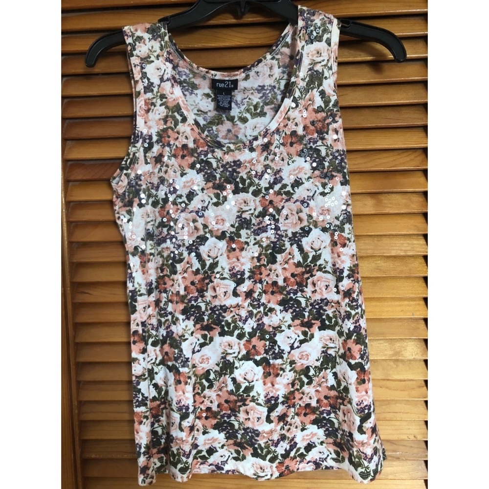 Floral sequined tank top